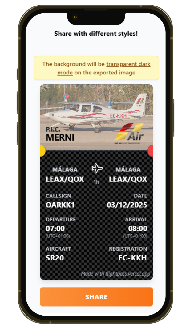 Preview de Flight Pass Generator